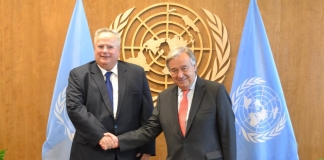 Συζήτηση με τον ΓΓ των Ηνωμένων Εθνών, A. Guterres, για τις μεταρρυθμίσεις στον ΟΗΕ, τα Σκόπια και το Κυπριακό