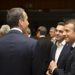 From left to right: Mr Christian KERN, Austrian Federal Chancellor; Mr Alexis TSIPRAS, Greek Prime Minister; Mr Emmanuel MACRON, President of France.