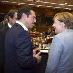 Ms Angela MERKEL, German Federal Chancellor; Mr Alexis TSIPRAS, Greek Prime Minister; Mr Nicos ANASTASIADES, President of Cyprus.